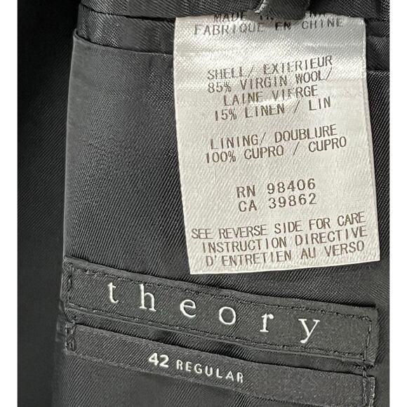 Theory Sport Coat Suit Jacket Mens 42 R Dark Blue Wool Linen Blazer Quiet Luxury - Picture 10 of 12